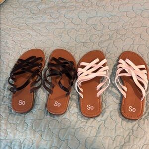 So Women's Strappy Sandals - Black and White